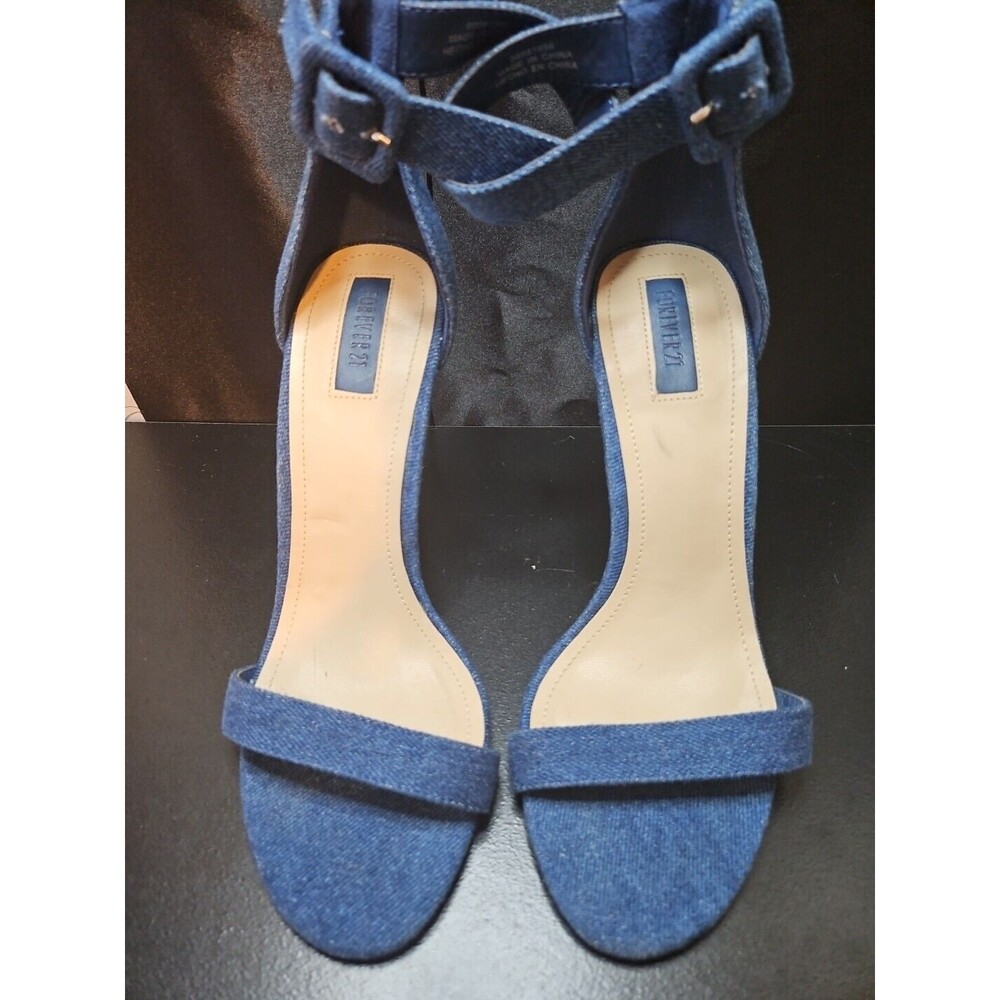 Forever 21 Womens Denim Ankle Strap Heel Size 7.5